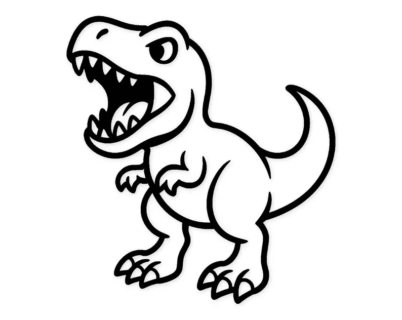 Cartoon T-rex drawing used as the plan